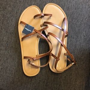 Strapped leather gladiator sandals